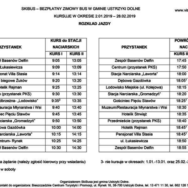 SKIBUS - bezpłatny zimowy Bus w gminie Ustrzyki Dolne